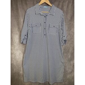 J. Mclaughlin Lawrence Shirt Dress Blue Size XXL  Catalina Cloth Knit Spandex